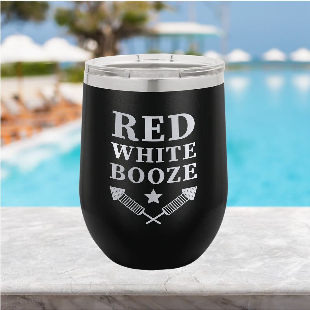 Red, White, Booze 12oz Tumbler Drinkware Tshirts.com Black  