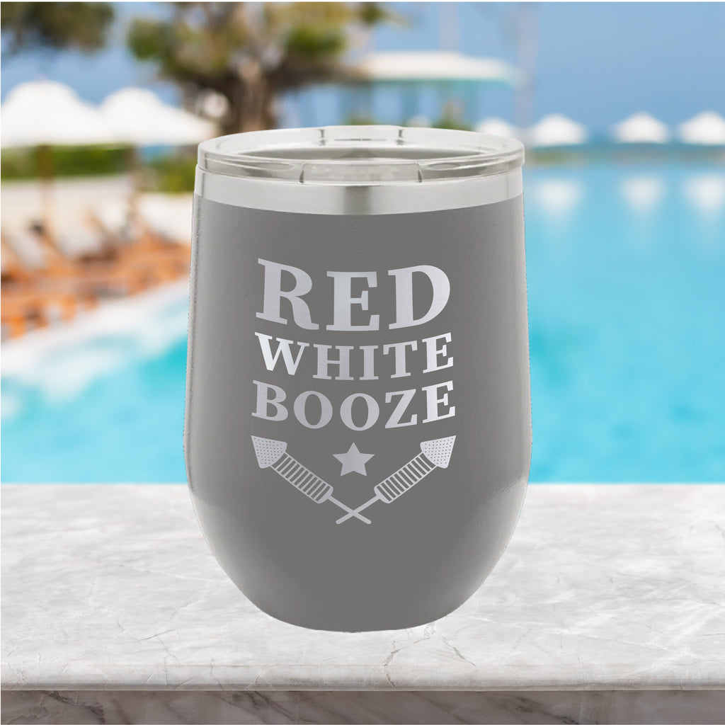 Red, White, Booze 12oz Tumbler Drinkware Tshirts.com Dark Grey  