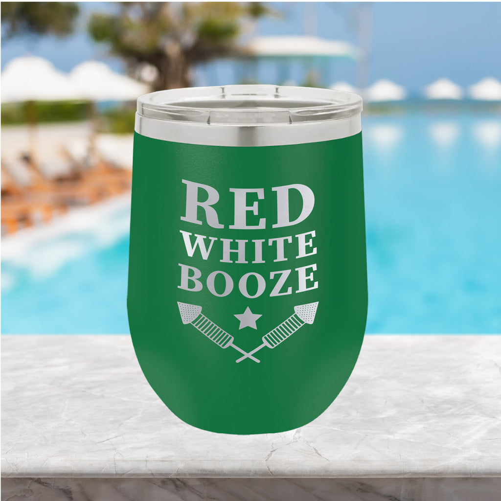 Red, White, Booze 12oz Tumbler Drinkware Tshirts.com Green  
