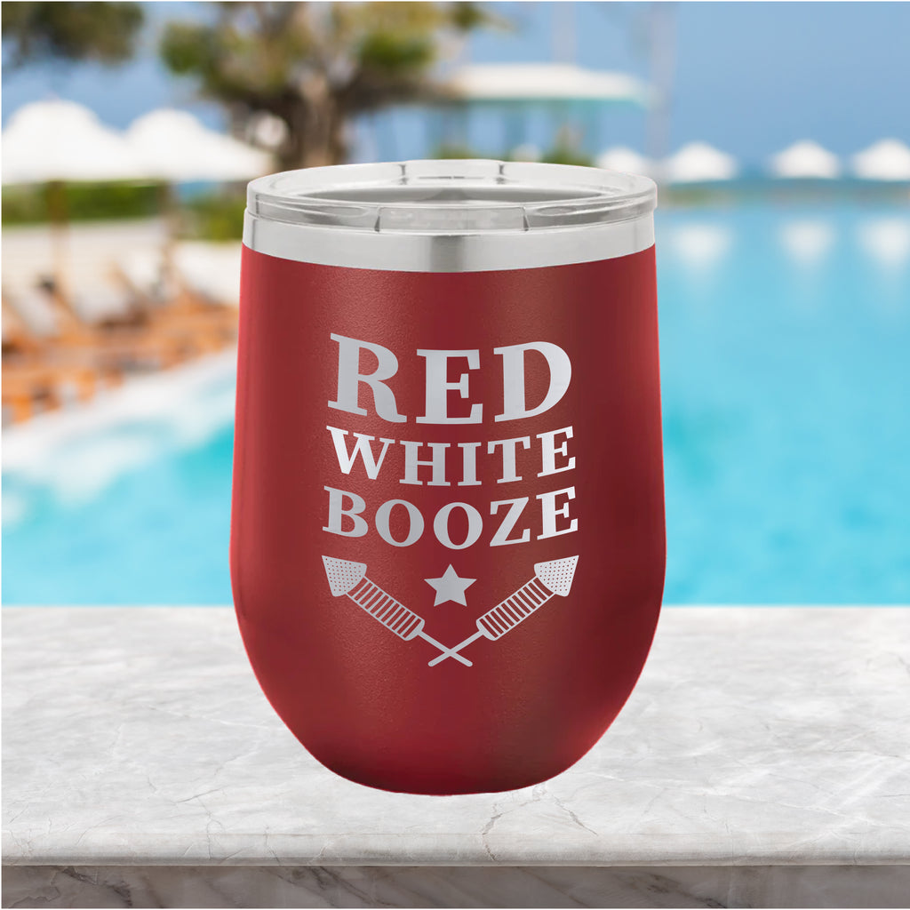 Red, White, Booze 12oz Tumbler Drinkware Tshirts.com Maroon  