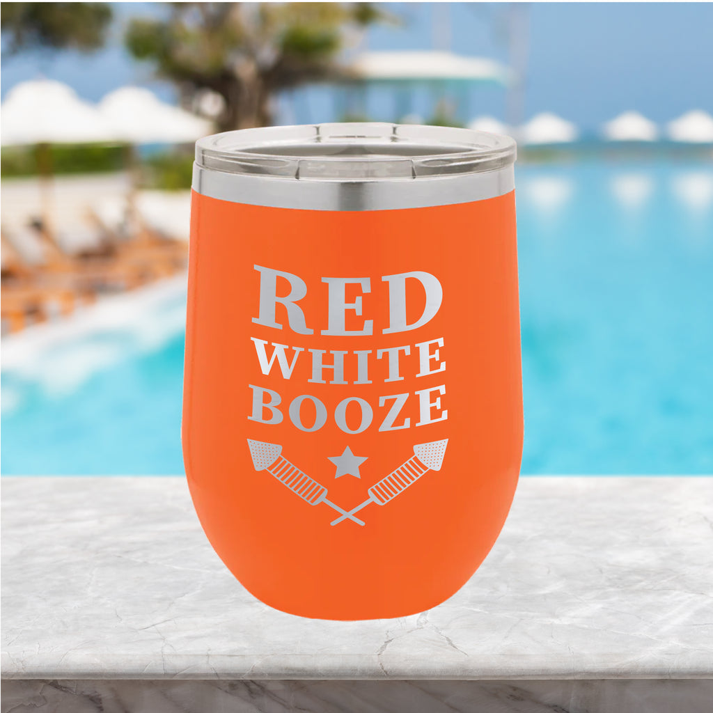 Red, White, Booze 12oz Tumbler Drinkware Tshirts.com Orange  