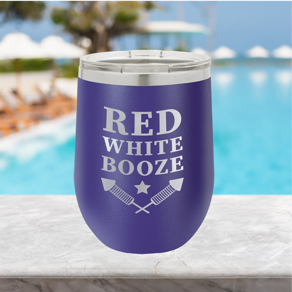 Red, White, Booze 12oz Tumbler Drinkware Tshirts.com Purple  