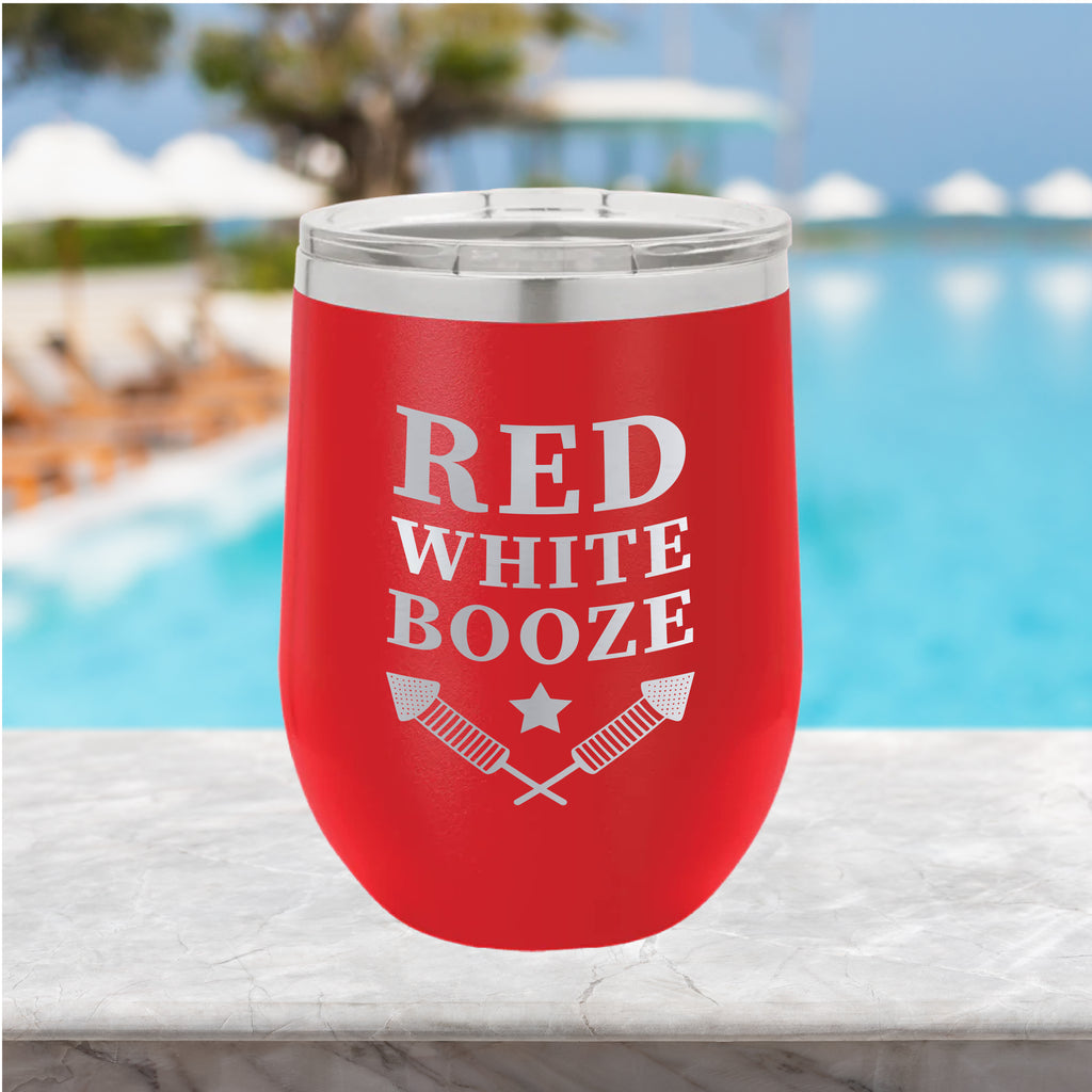 Red, White, Booze 12oz Tumbler Drinkware Tshirts.com Red  