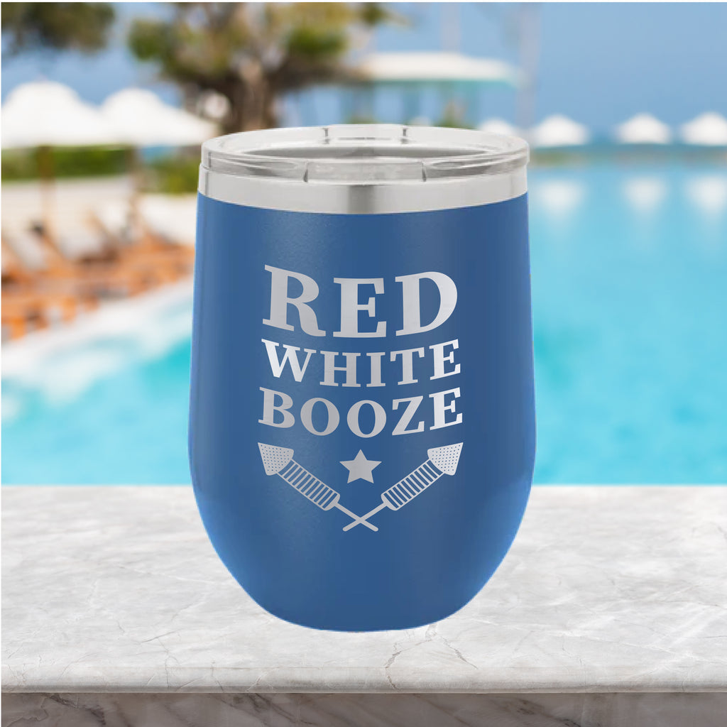 Red, White, Booze 12oz Tumbler Drinkware Tshirts.com Royal  