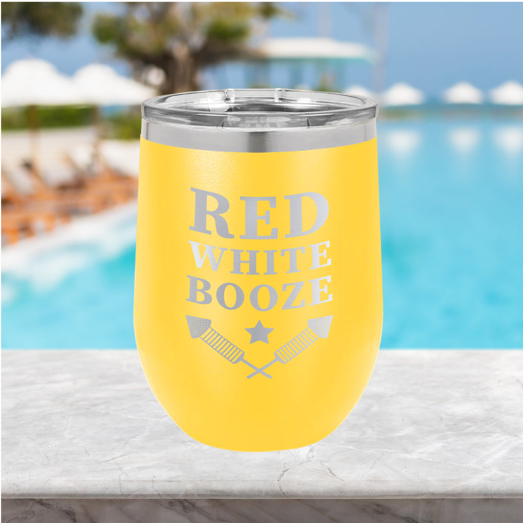 Red, White, Booze 12oz Tumbler Drinkware Tshirts.com Yellow  