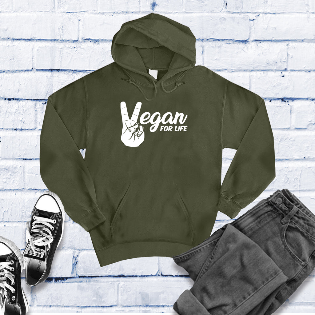 Vegan For Life Peace Hands Hoodie Hoodie Tshirts.com Army S 