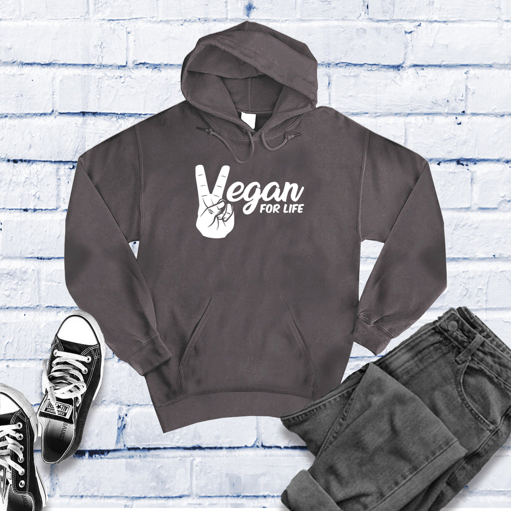 Vegan For Life Peace Hands Hoodie Hoodie Tshirts.com Charcoal Heather S 