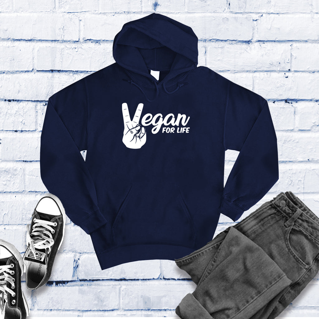 Vegan For Life Peace Hands Hoodie Hoodie Tshirts.com Classic Navy S 
