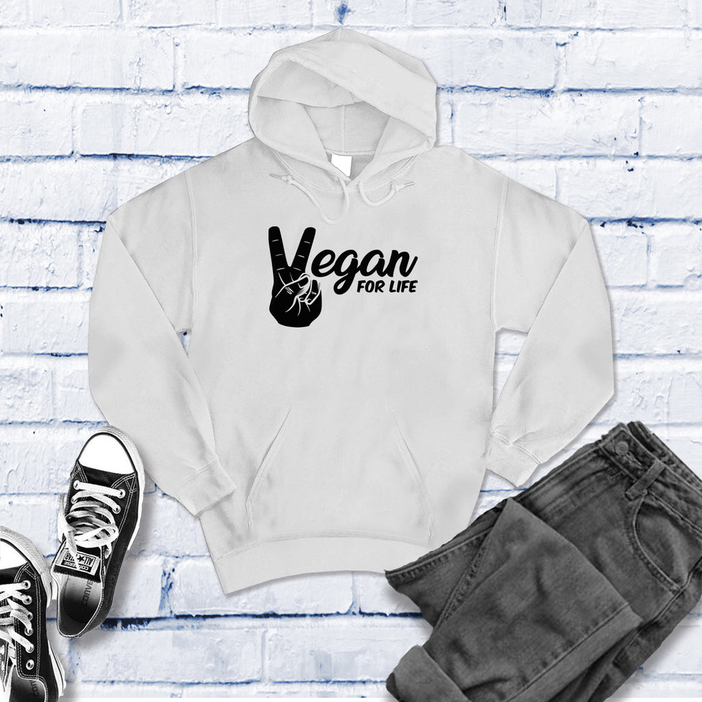 Vegan For Life Peace Hands Hoodie Hoodie Tshirts.com White S 
