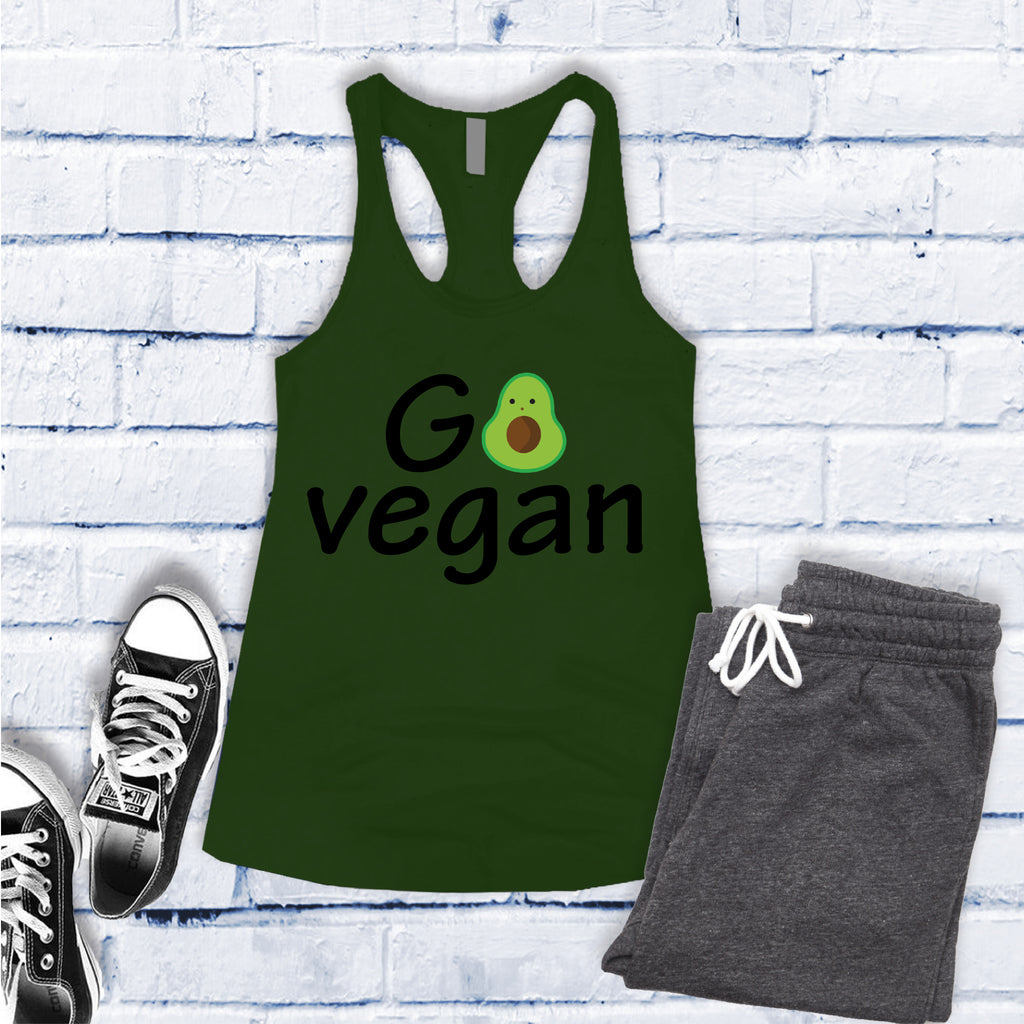 Go Vegan Avocado Women's Tank Top Tank Top Tshirts.com Military Green S 