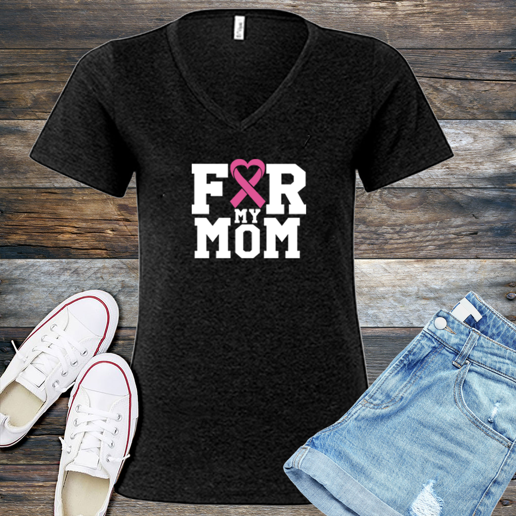 For My Mom V-Neck V-Neck tshirts.com Black Heather S 
