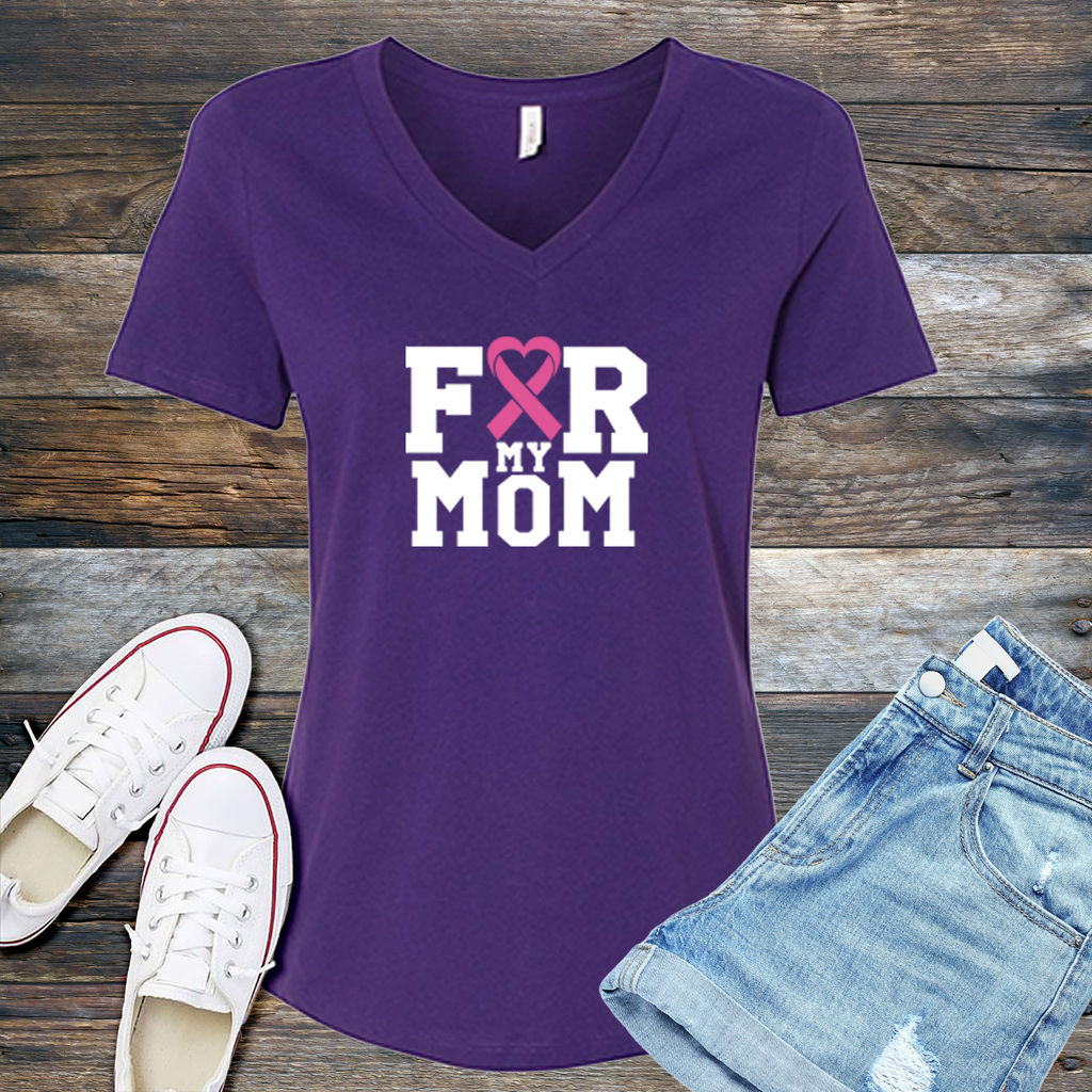 For My Mom V-Neck V-Neck tshirts.com Team Purple S 
