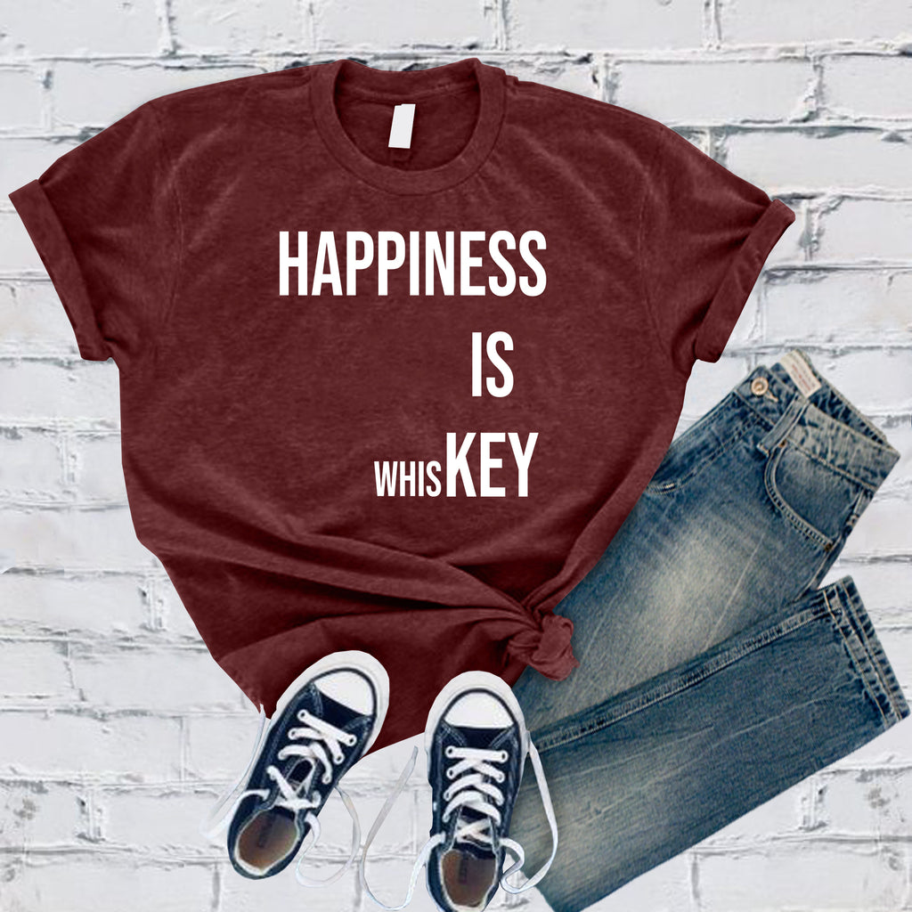 Happiness is Whiskey T-Shirt T-Shirt tshirts.com Heather Cardinal S 