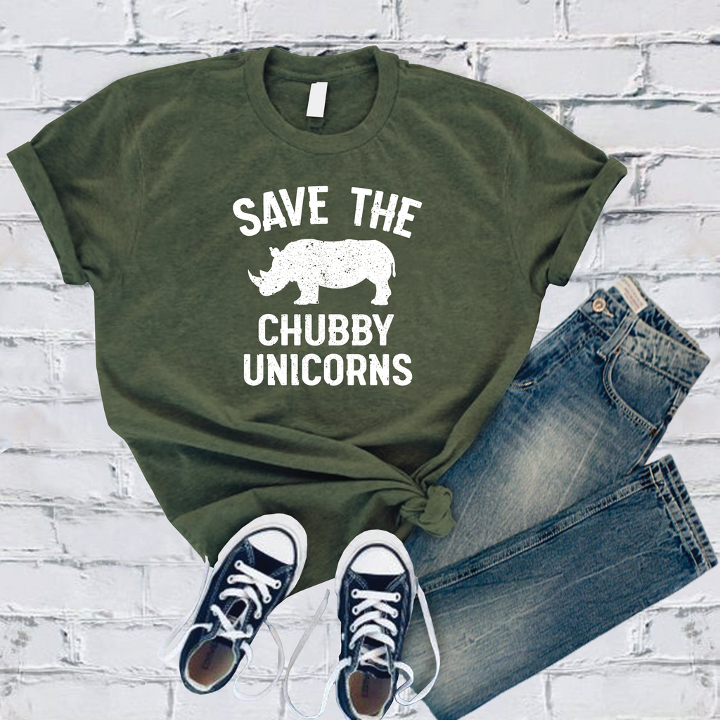 Save The Chubby Unicorn T-Shirt T-Shirt Tshirts.com Military Green S 