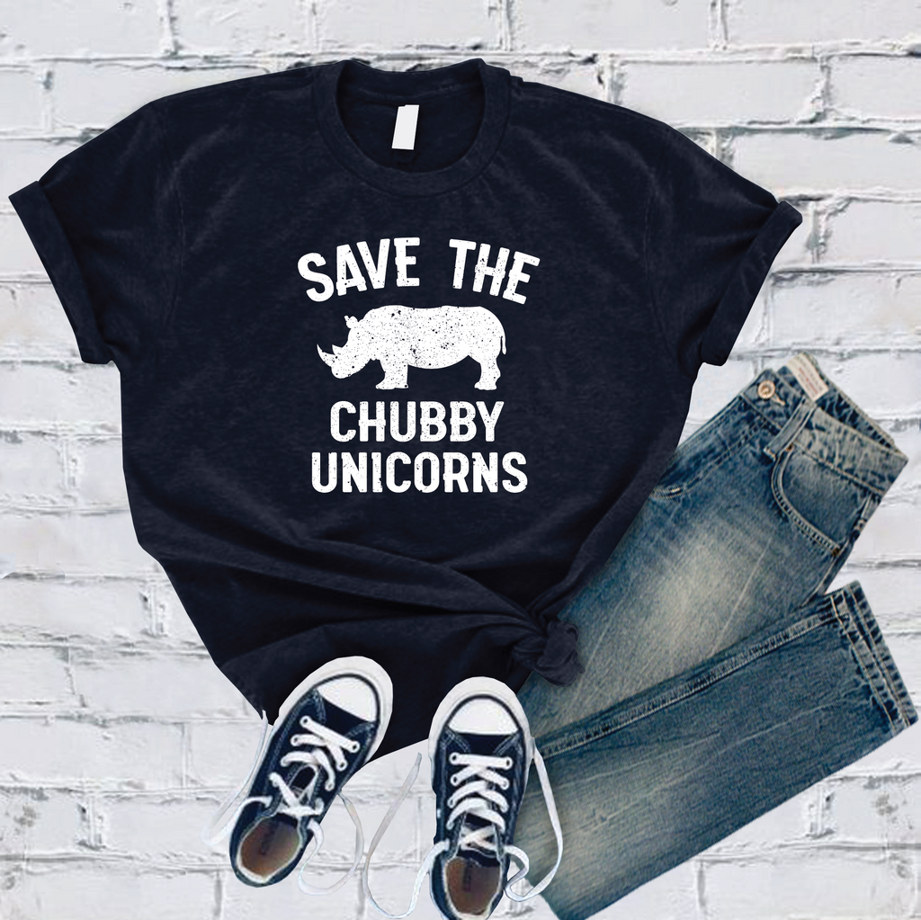 Save The Chubby Unicorn T-Shirt T-Shirt Tshirts.com Navy S 