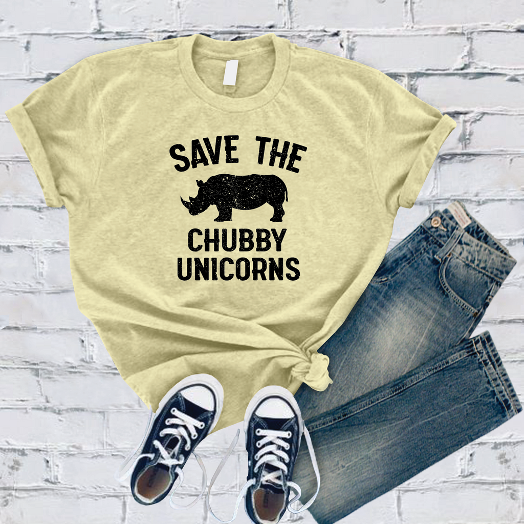Save The Chubby Unicorn T-Shirt T-Shirt Tshirts.com Heather French Vanilla S 