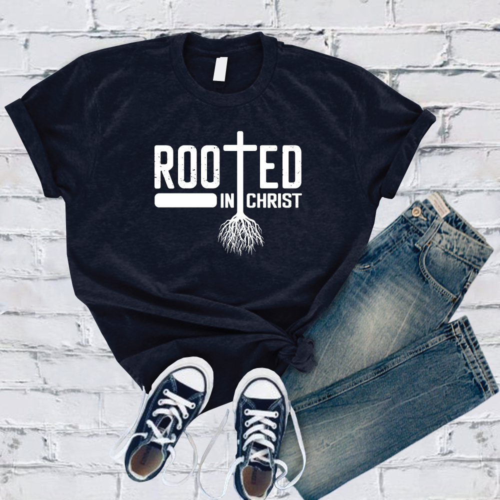 Rooted In Christ T-Shirt T-Shirt tshirts.com Navy S 