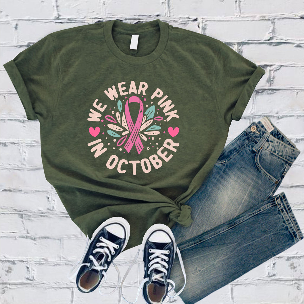 Circular In October We Wear Pink T-Shirt T-Shirt tshirts.com Military Green S 