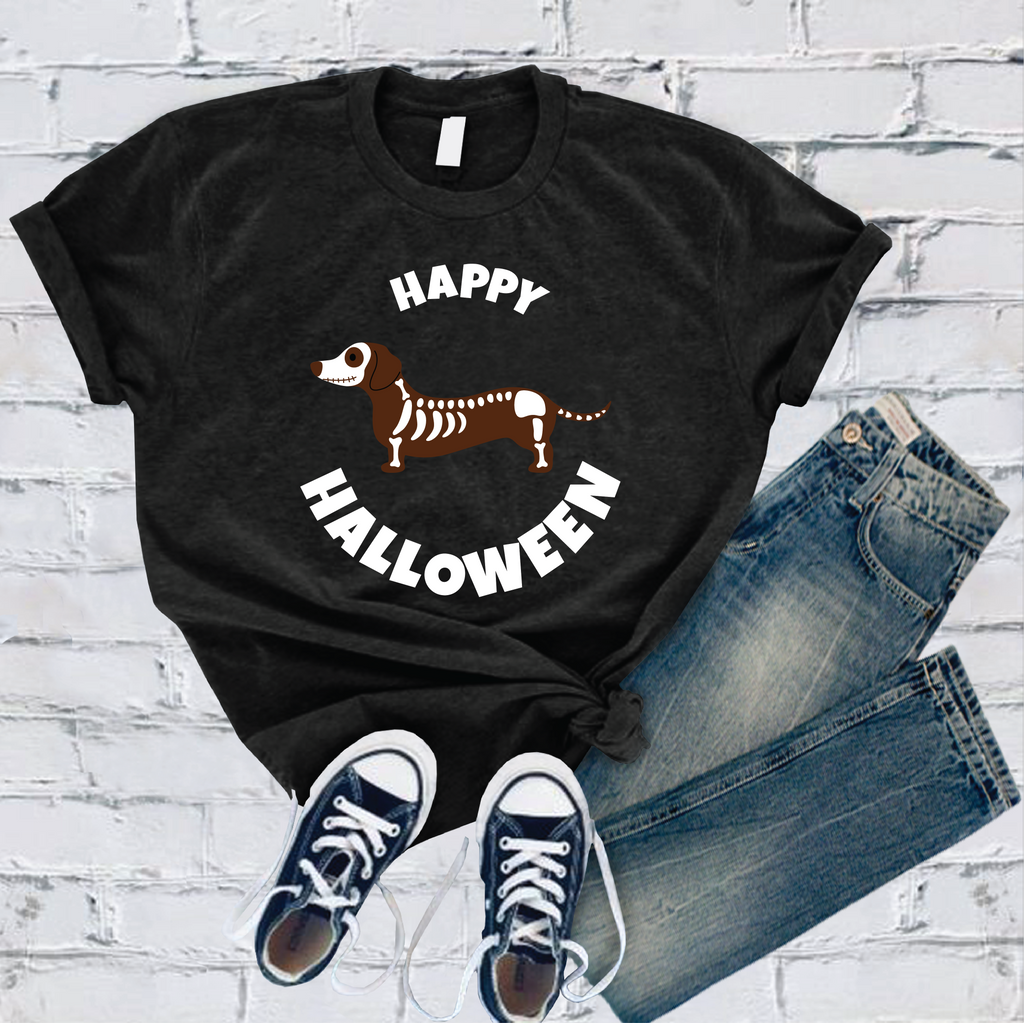 Happy Halloween Weiner Dog T-Shirt T-Shirt Tshirts.com Black S 
