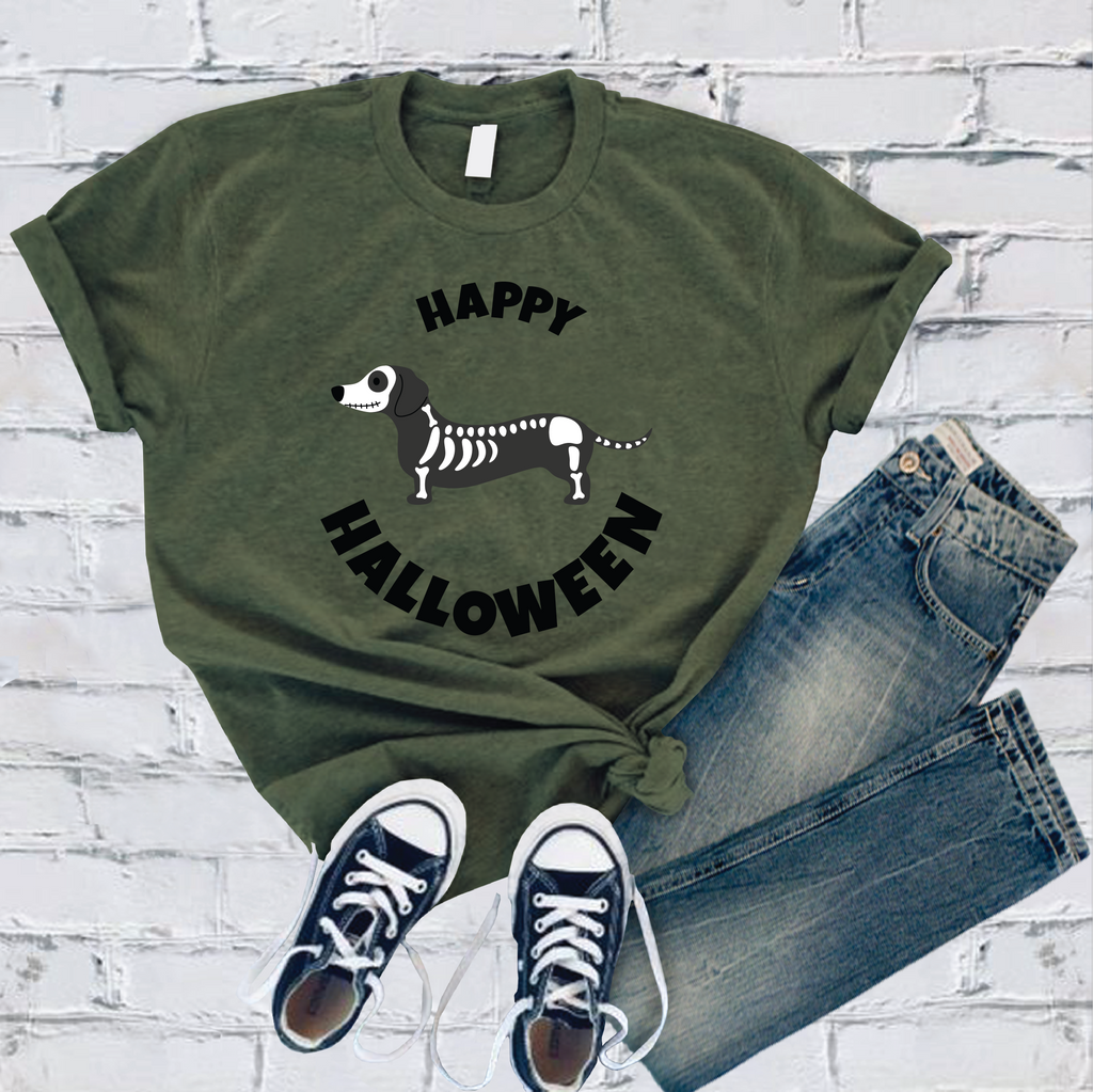 Happy Halloween Weiner Dog T-Shirt T-Shirt Tshirts.com Military Green S 