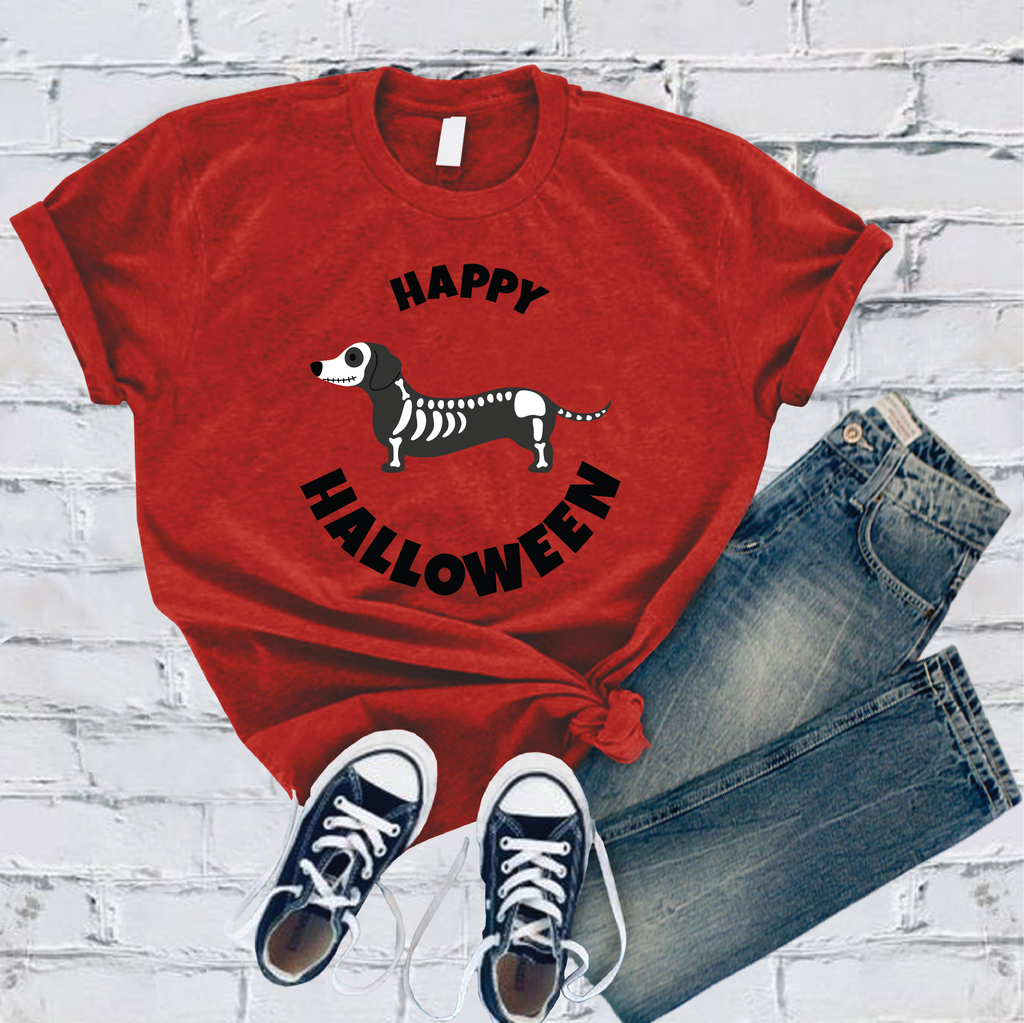 Happy Halloween Weiner Dog T-Shirt T-Shirt Tshirts.com Red S 
