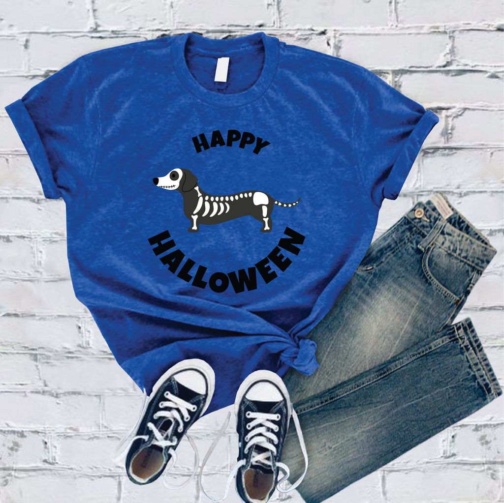 Happy Halloween Weiner Dog T-Shirt T-Shirt Tshirts.com True Royal S 