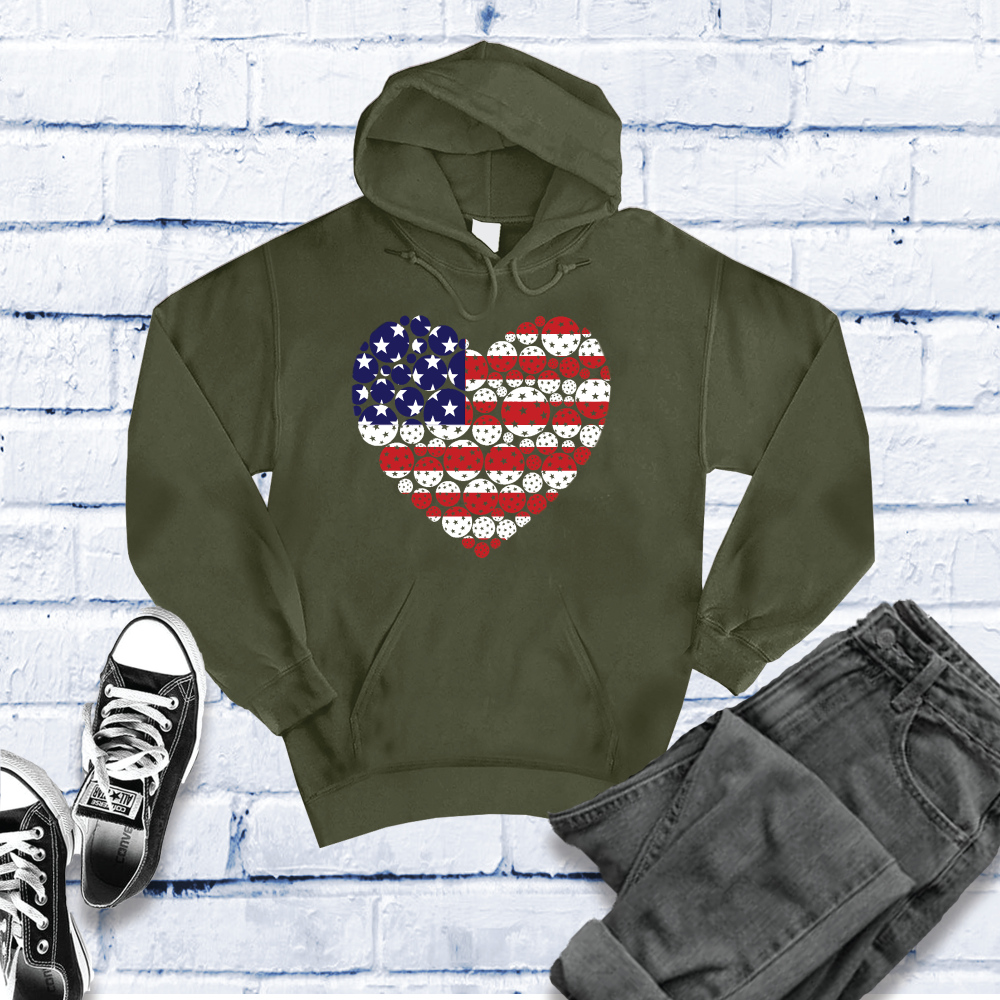 American Pickleball Heart Hoodie Hoodie tshirts.com Army S 