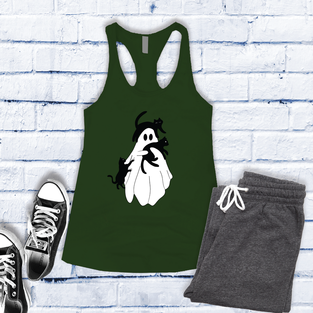 Ghost Holding Cats Women's Tank Top Tank Top Tshirts.com Military Green S 