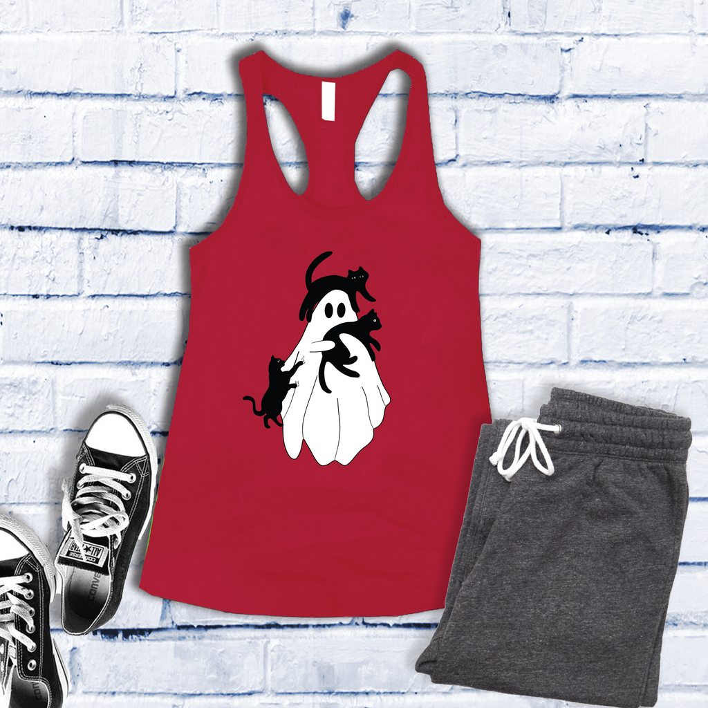 Ghost Holding Cats Women's Tank Top Tank Top Tshirts.com Red S 