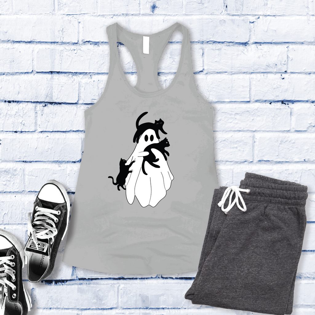 Ghost Holding Cats Women's Tank Top Tank Top Tshirts.com Silver S 