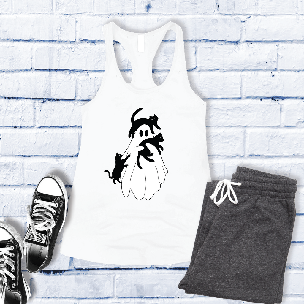 Ghost Holding Cats Women's Tank Top Tank Top Tshirts.com White S 