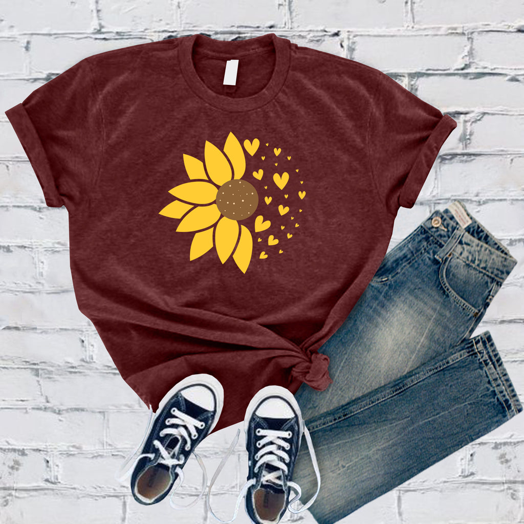 Simple Sunflower Heart T-Shirt T-Shirt Tshirts.com Heather Cardinal S 