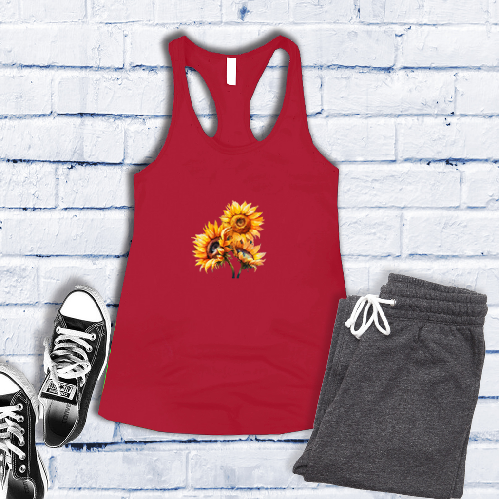 Wild Watercolor Sunflowers Women's Tank Top Tank Top Tshirts.com Red S 