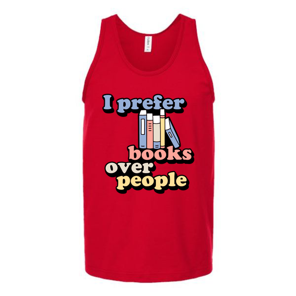 I Prefer Books Over People Unisex Tank Top Tank Top Tshirts.com Red S 