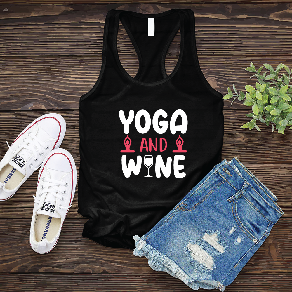 Yoga and Wine Women's Tank Top Tank Top tshirts.com Black S 