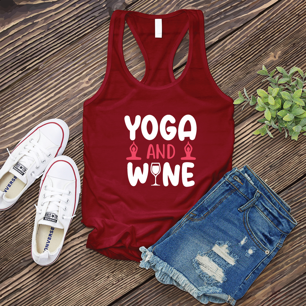 Yoga and Wine Women's Tank Top Tank Top tshirts.com Cardinal S 