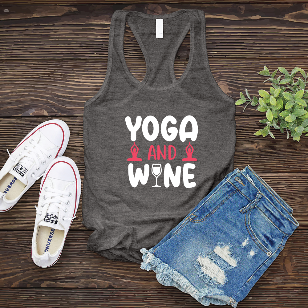 Yoga and Wine Women's Tank Top Tank Top tshirts.com Dark grey S 