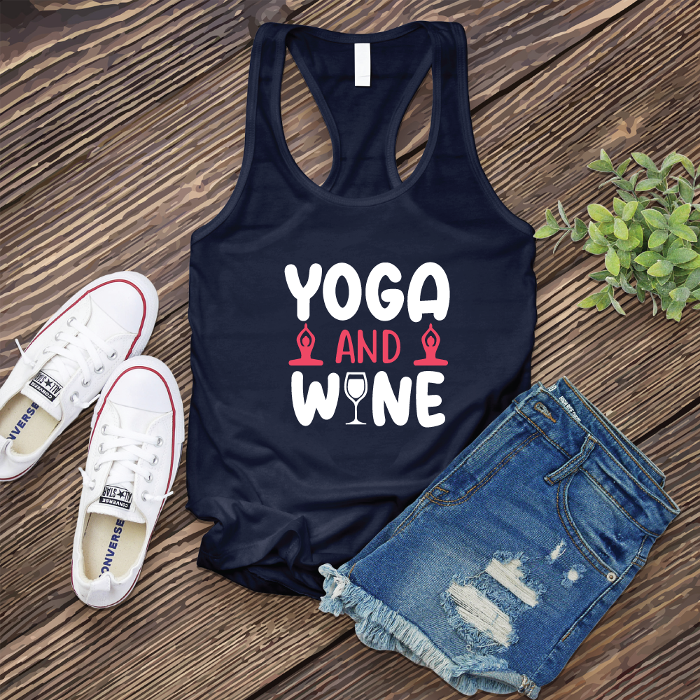 Yoga and Wine Women's Tank Top Tank Top tshirts.com Midnight Navy S 