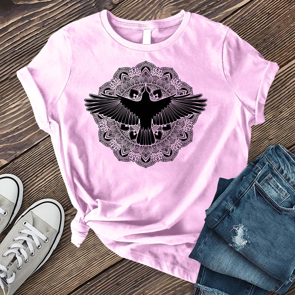 Mandala Raven T-Shirt T-Shirt Tshirts.com Heather Prism Lilac S 