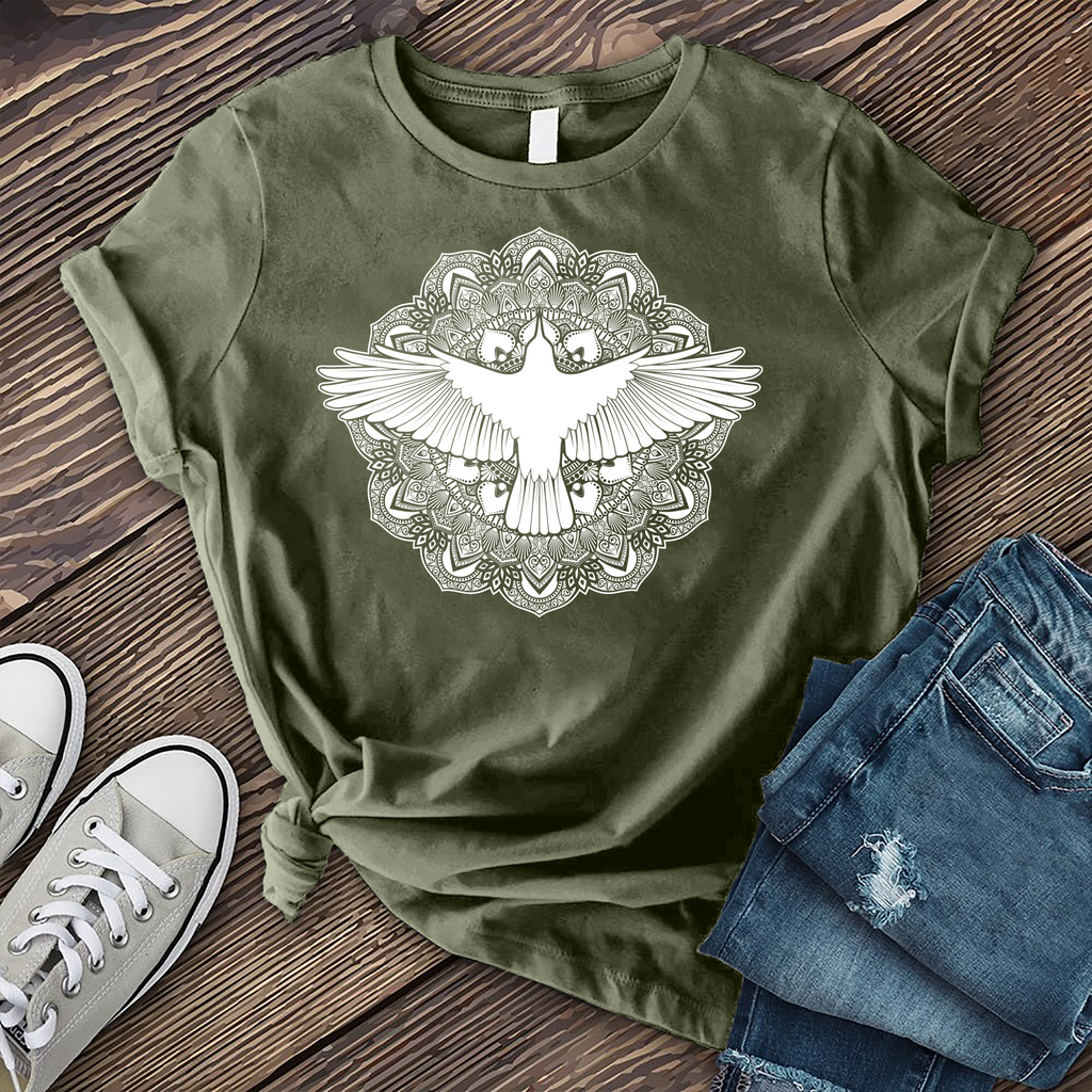 Mandala Raven T-Shirt T-Shirt Tshirts.com Military Green S 