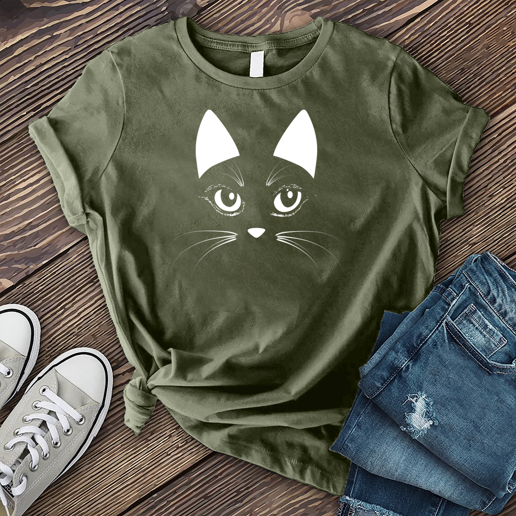 Face of Feline T-Shirt T-Shirt Tshirts.com Military Green S 