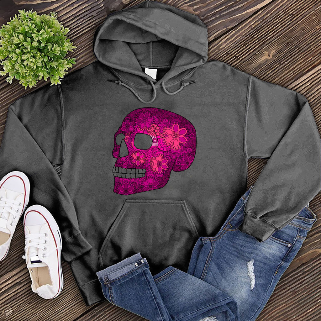 Floral Skull Hoodie Hoodie Tshirts.com Charcoal Heather S 