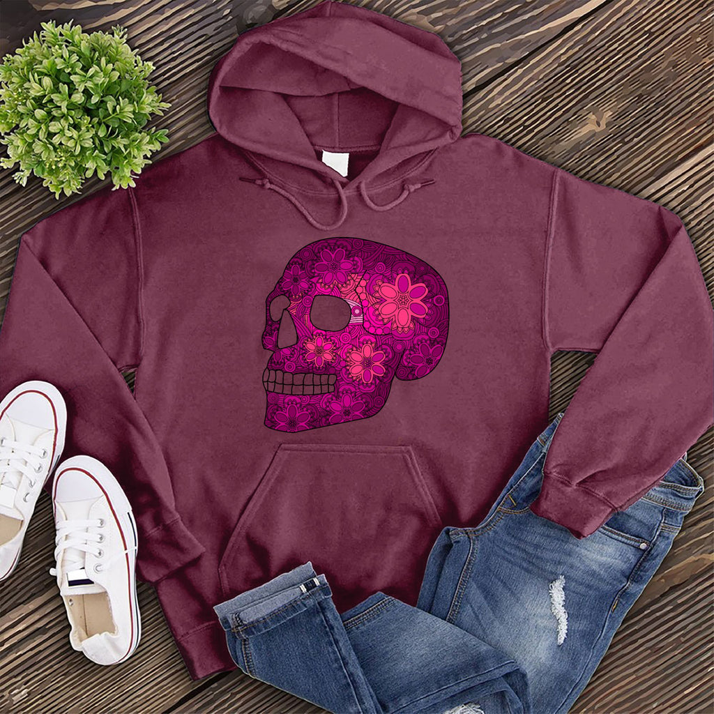 Floral Skull Hoodie Hoodie Tshirts.com Maroon S 