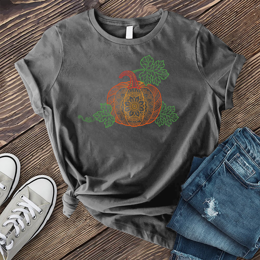 Flower Pumpkin Mandala T-Shirt T-Shirt Tshirts.com Asphalt S 