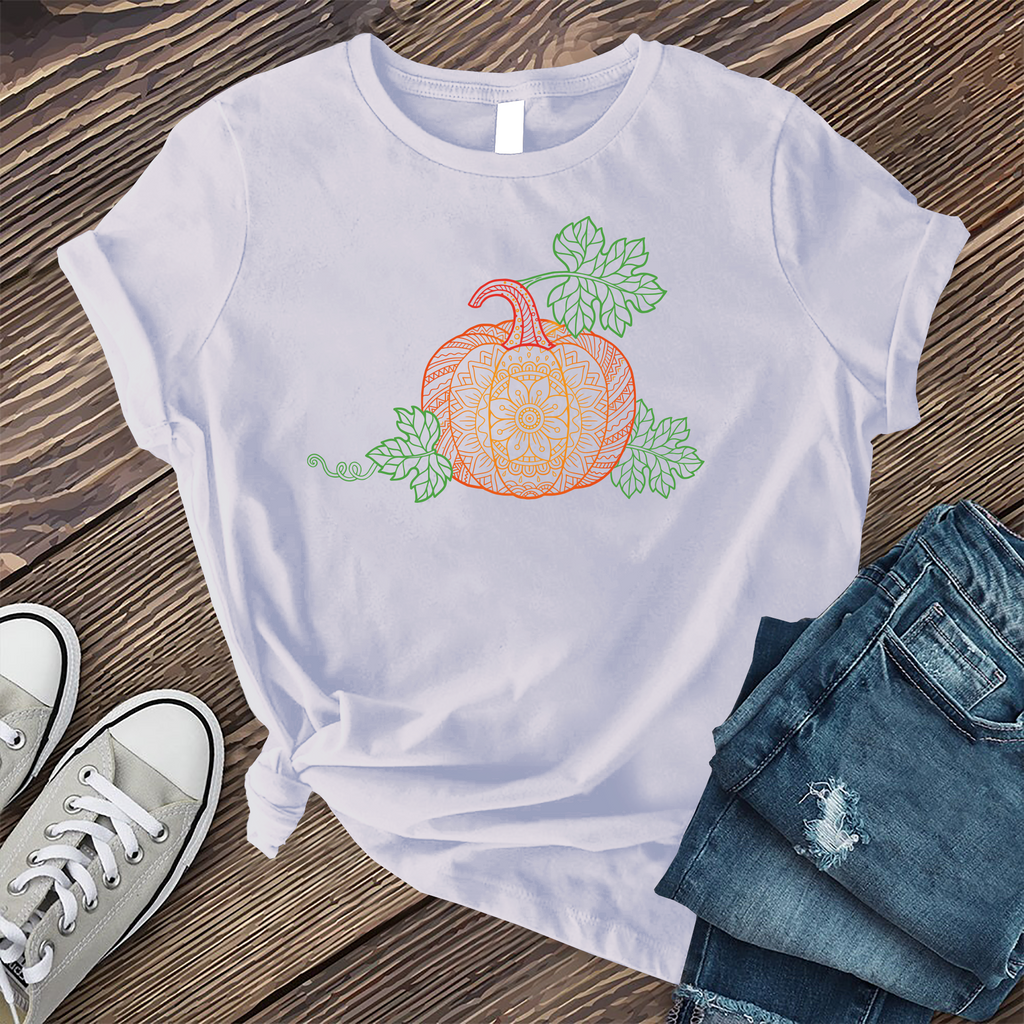 Flower Pumpkin Mandala T-Shirt T-Shirt Tshirts.com Heather Prism Blue S 