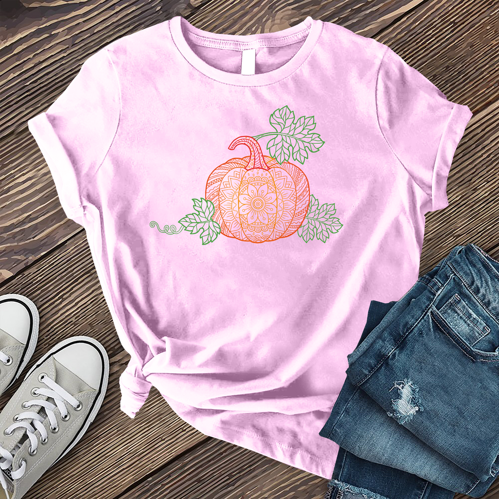 Flower Pumpkin Mandala T-Shirt T-Shirt Tshirts.com Heather Prism Lilac S 