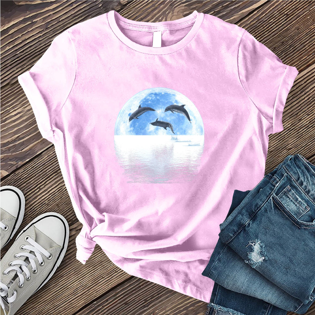 Lunar Dolphin Reflection T-Shirt T-Shirt Tshirts.com Heather Prism Lilac S 