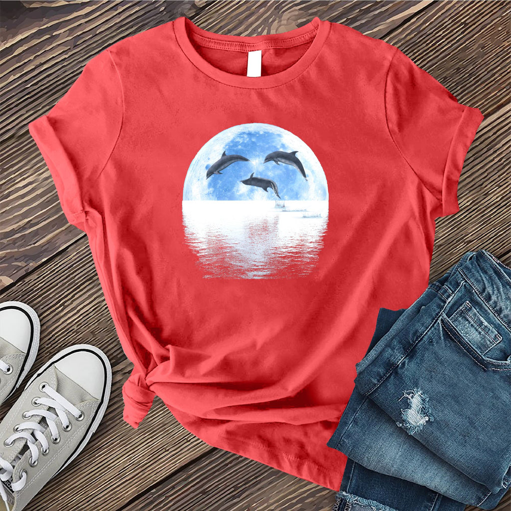 Lunar Dolphin Reflection T-Shirt T-Shirt Tshirts.com Heather Red S 