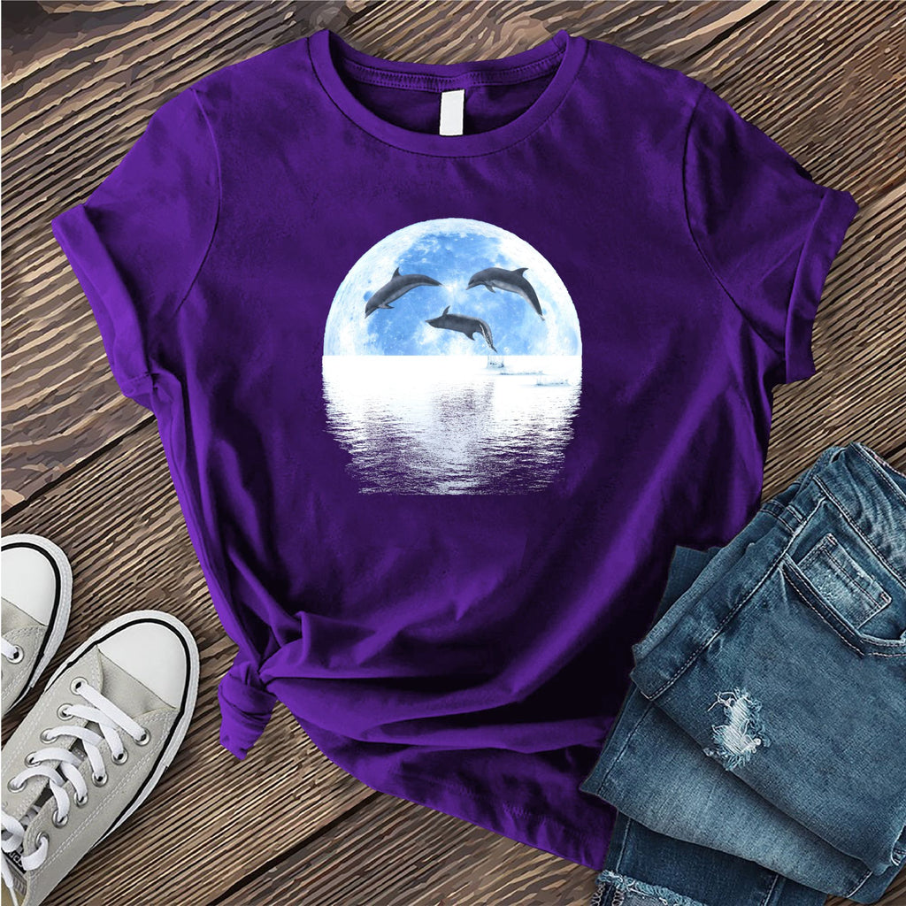 Lunar Dolphin Reflection T-Shirt T-Shirt Tshirts.com Team Purple S 