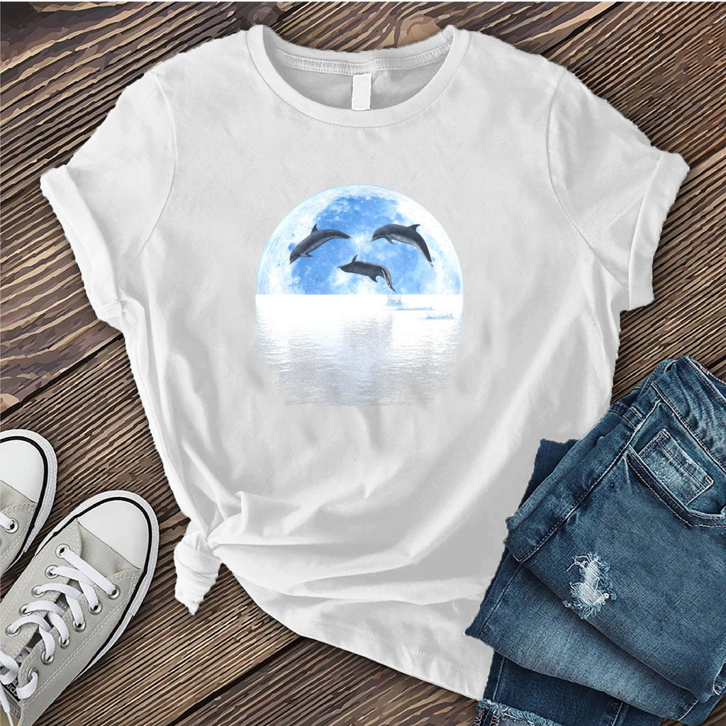 Lunar Dolphin Reflection T-Shirt T-Shirt Tshirts.com White S 